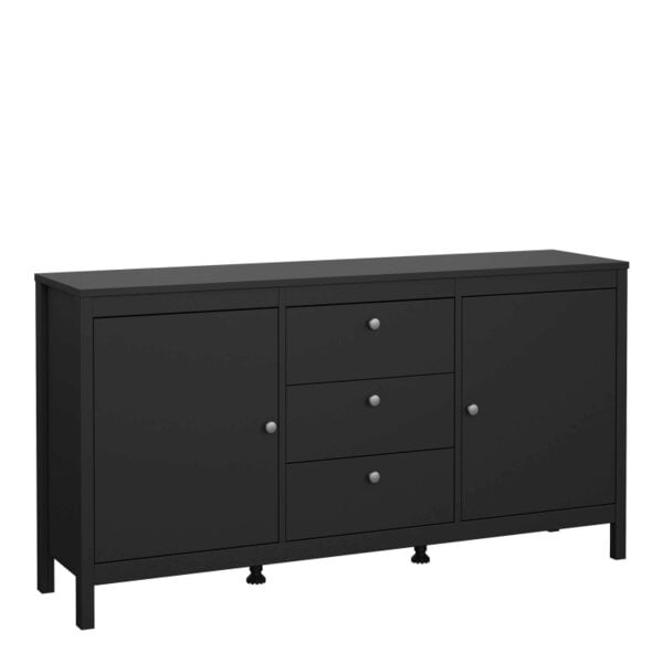 Wyld Haus Gossmere Matt Black Sideboard 2 Doors 3 Drawers