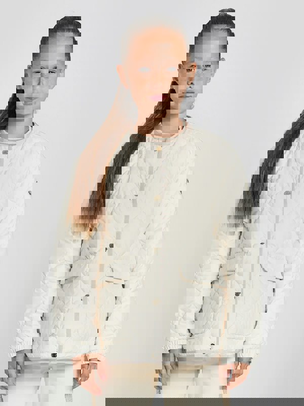 Moncler Enfant Girls Down Quilted Ursella Jacket in Ivory