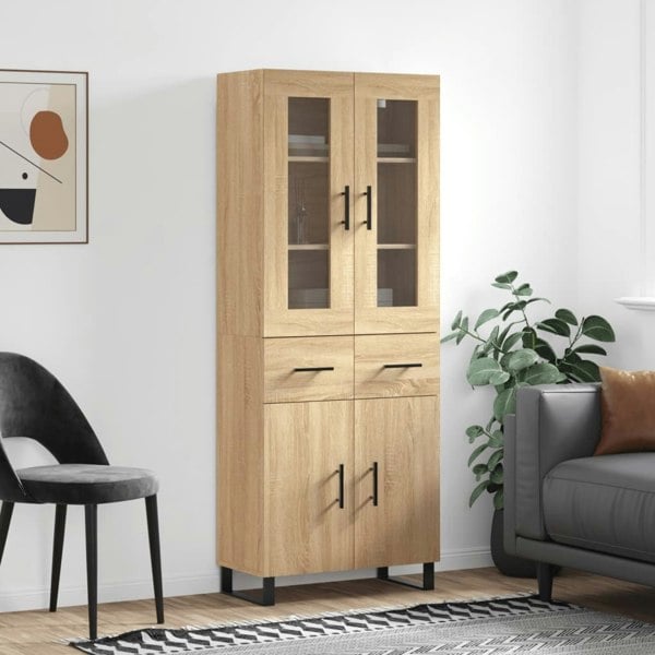 Berkfield Highboard Sonoma Oak 69.5x34x180 cm Engineered Wood