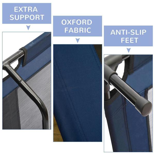 Blue Oxford fabric pet cot bed with extra support and anti-slip feet