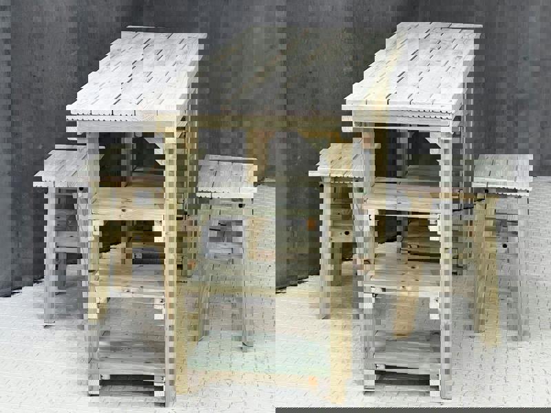 Garden Potting Table – 150cm Multi-Purpose Wooden Workbench with two chairs ideal for Planting, Gardening, and Outdoor Storage