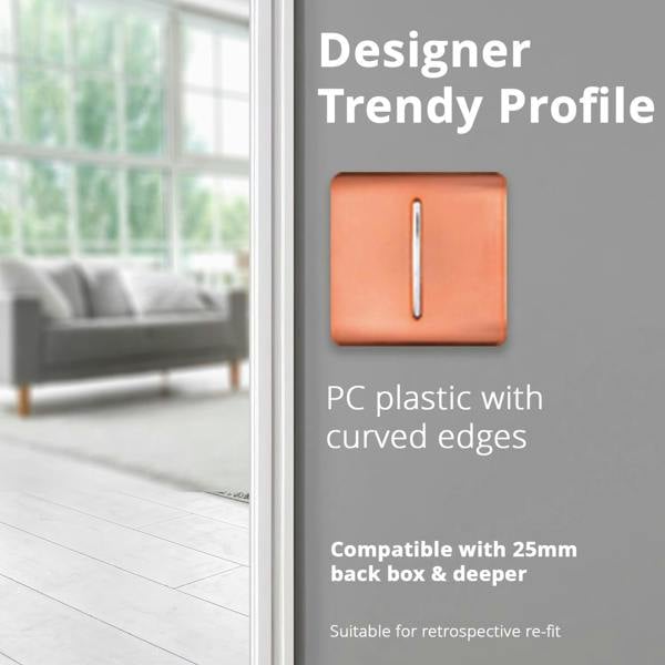 Trendi Switch 1 Gang 1 or 2 way Rocker Light Switch in Copper