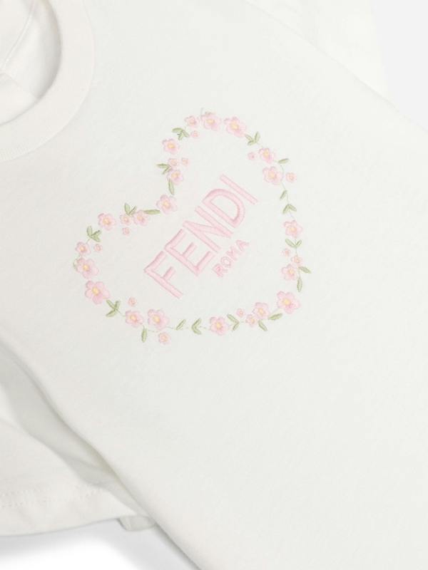 Fendi Kids Fendi Baby Girls Heart Logo T-Shirt in White