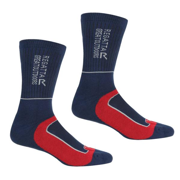 Regatta Mens Samaris 2 Season Socks (Pack of 2) - Navy/Dark Red - 