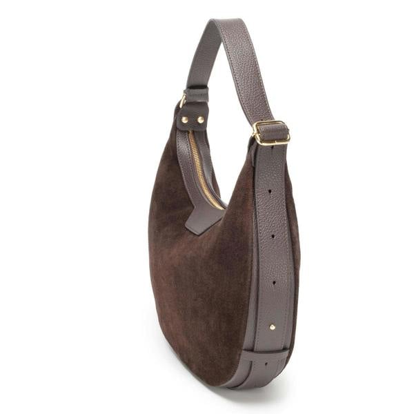 Elie Beaumont Crescent Suede Bag - Chocolate