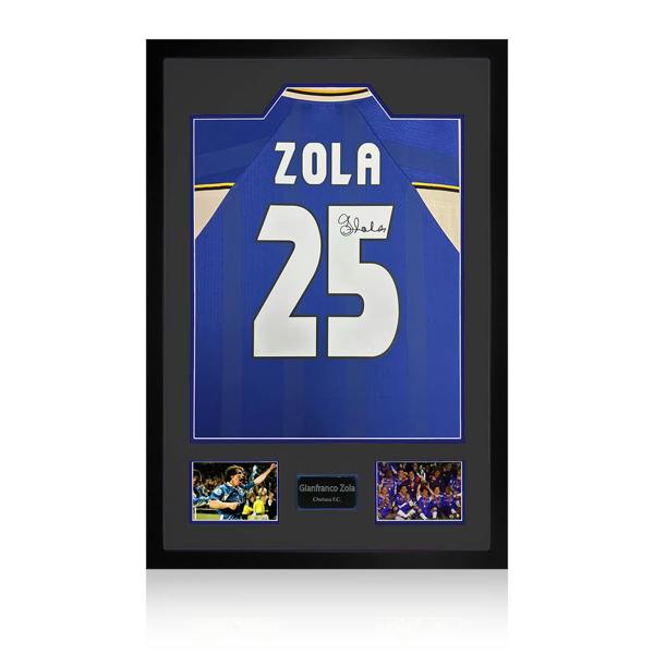 Gianfranco Zola Signed Chelsea Shirt Premium Frame