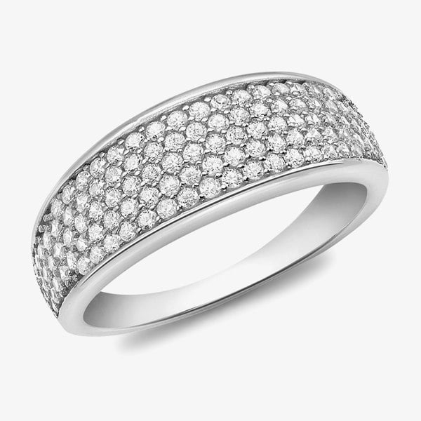 T. H. Baker 9ct White Gold Pave Cubic Zirconia Tapered Ring 5.84.9569
