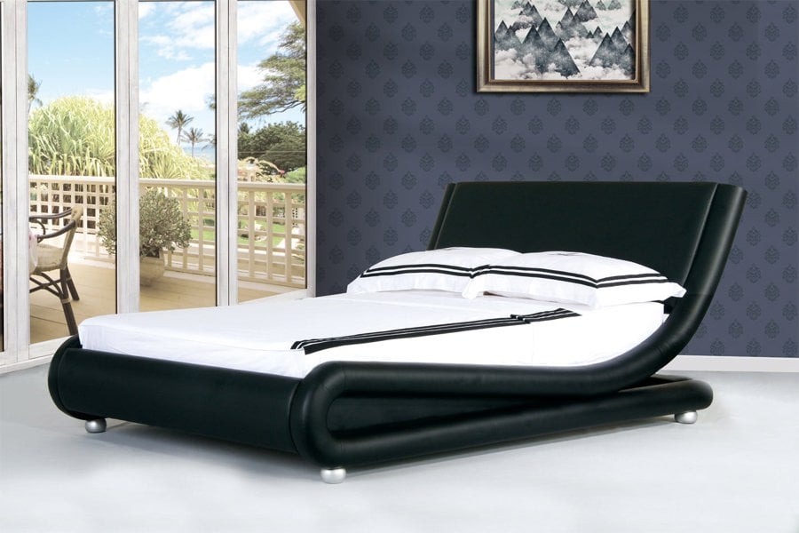 Comfy Living Mallorca Faux Leather Bed Frame - Sleek & Modern Upgrade for Your Bedroom Decor