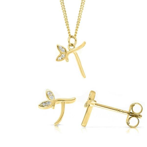 Say It With Dainty Winged Initial Bundle - Yellow Gold