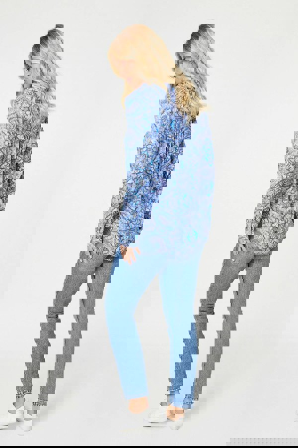 Blue | Printed Long Sleeve Blouse Top