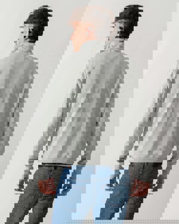 back shot of a model wearing a Parajumpers Broad Peak Mens 1/4 Zip Sweatshirt in Fresh Grey 271