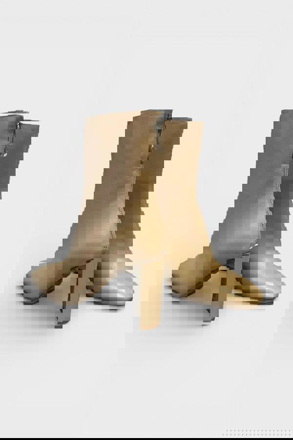 Maison Margiela Cutout Heel Ankle Booties Tan