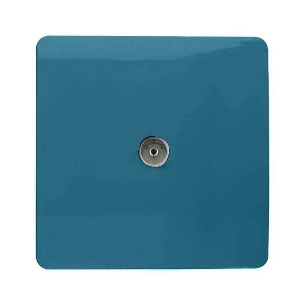 Trendi Switch 1 Gang Female Co-Axial Television Socket in Ocean Blue
