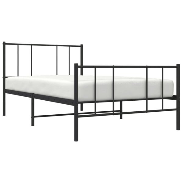 Berkfield Metal Bed Frame with Headboard and Footboard Black 90x200 cm