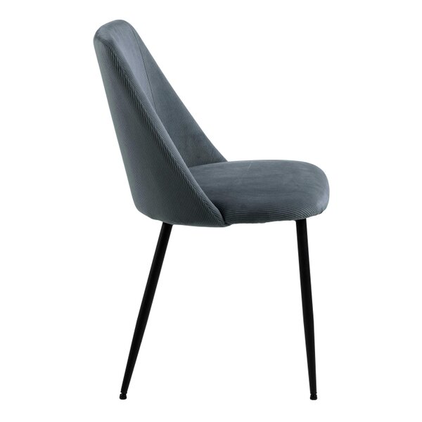 Wyld Haus Set of 4 Svendborg Grey Upholstered Dining Chair Black Metal Legs