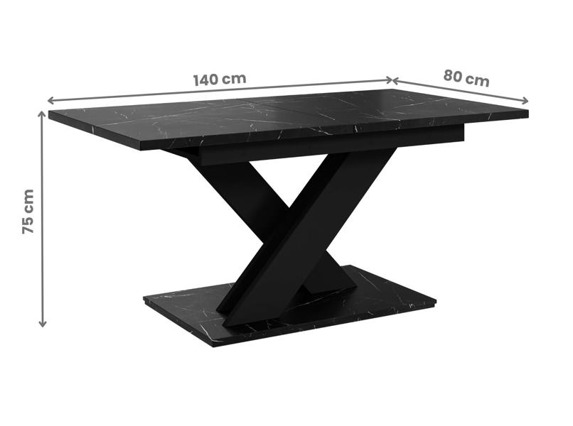 PHD Furniture BRONX Extendable Dining Table 140–180cm – Black Royal Marble Effect