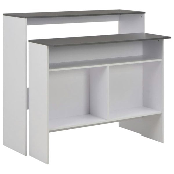 Berkfield Bar Table with 2 Table Tops White and Grey 130x40x120 cm