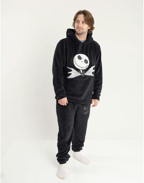 Disney The Nightmare Before Christmas Mens Black Face Long Sleeve Long Leg Pyjama Set