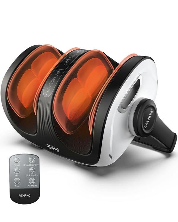 RENPHO 2-in-1 Foot & Calf Massager - With heat - Adjustable - White