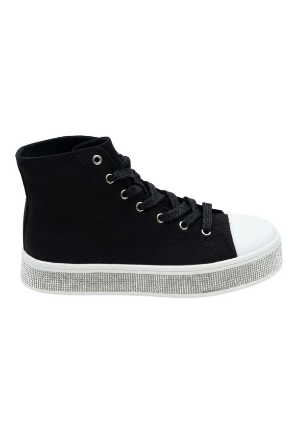 Crystal Canvas High Top Trainers Black, shown from another angle