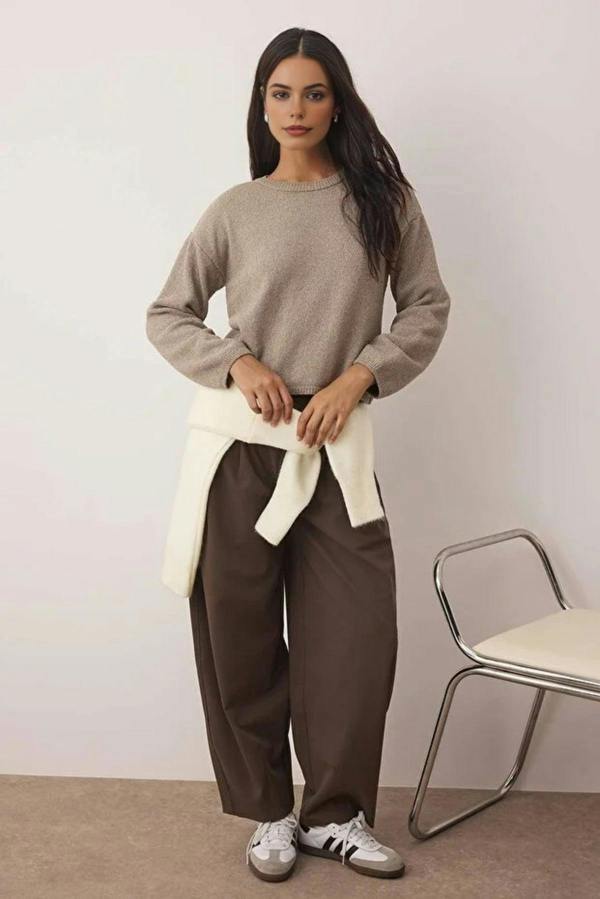 WOVCOR Cotton Loose Fit Basic Knit Sweater