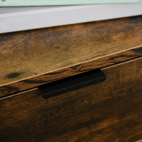 Wyld Haus Naba Metal and Wood Rustic Brown Set Of 2 Industrial 3 Drawer Storage Bedside Tables