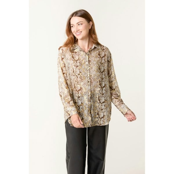 Blue Vanilla Snake Print Long Sleeve Shirt