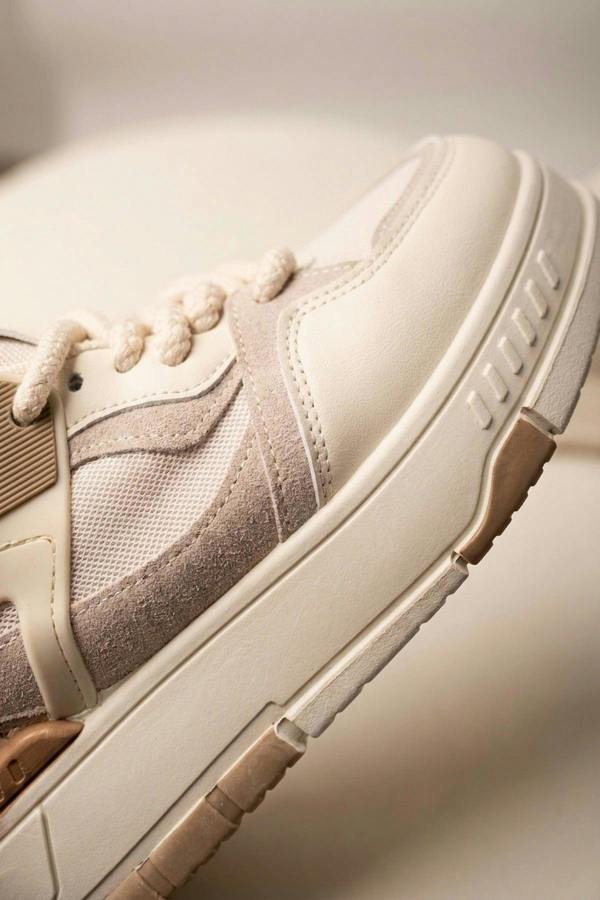 Genevieve Monochrome Chunky Sole Trainers - Beige