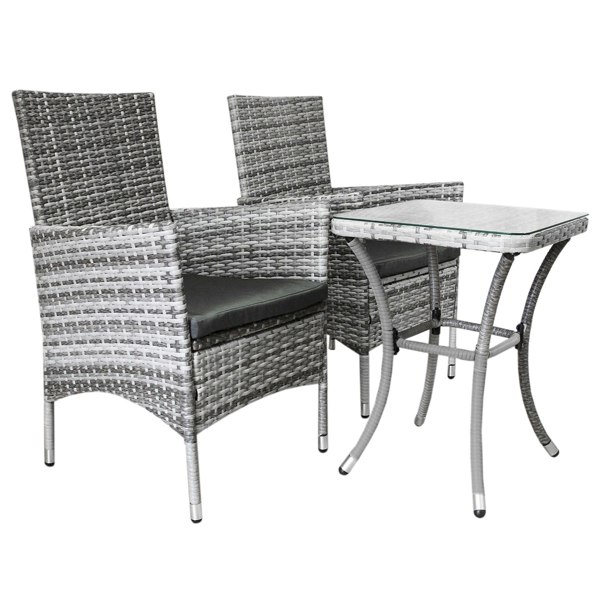 Monstershop Jardí Rattan Bistro Set Light Grey