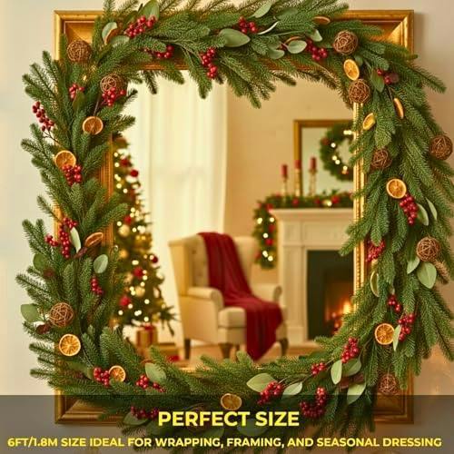 6ft Orange and Berry Christmas Garland for Autumn Mantels, Staircases and Indoor Seasonal Styling image 4