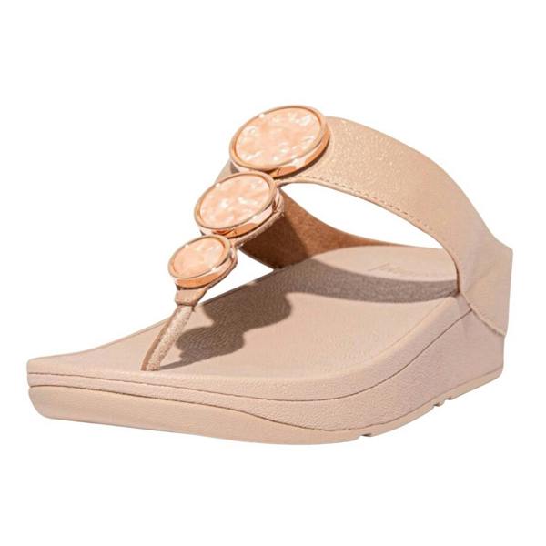 Fit Flop Womens/Ladies Halo Shimmer Toe Post Sandals - Beige