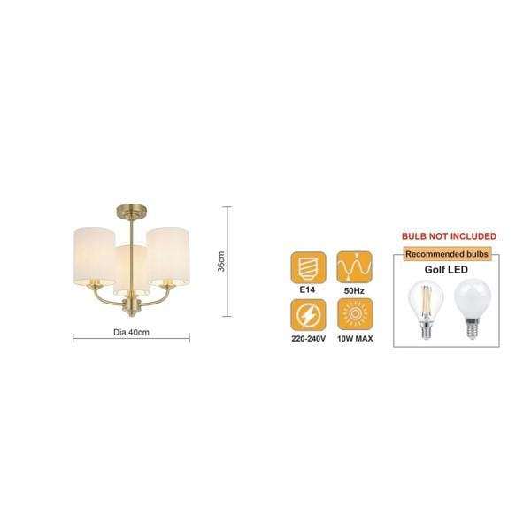 COSYLYTE Winston 3 Light Faux Linen Drum Shade Ceiling Light