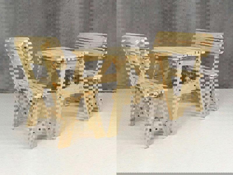 Victoria Rounded Picnic Table and Benches Set With Backrest - Wooden Outdoor Dining Set for Gardens and Patios