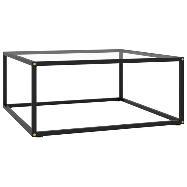Berkfield Coffee Table Black with Tempered Glass 80x80x35 cm