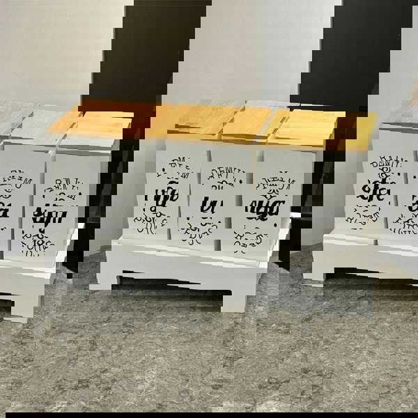 Maison des Cadeaux White Tea, Coffee & Sugar Canisters (Set of 3) with Bamboo Lids & Stand