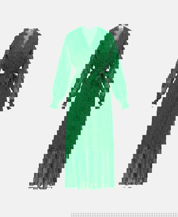 Green Animal Chiffon Maxi Dress front