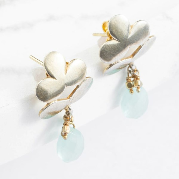 T. H. Baker Gold Plated Quartz Flower Dropper Earrings EFIGCA