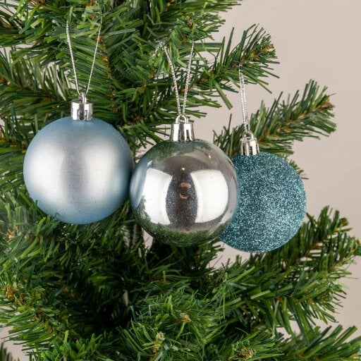 Shatchi Light Blue Shatterproof Christmas Baubles Set, 60mm Tree Decorations in 6 or 18 Pack Sizes