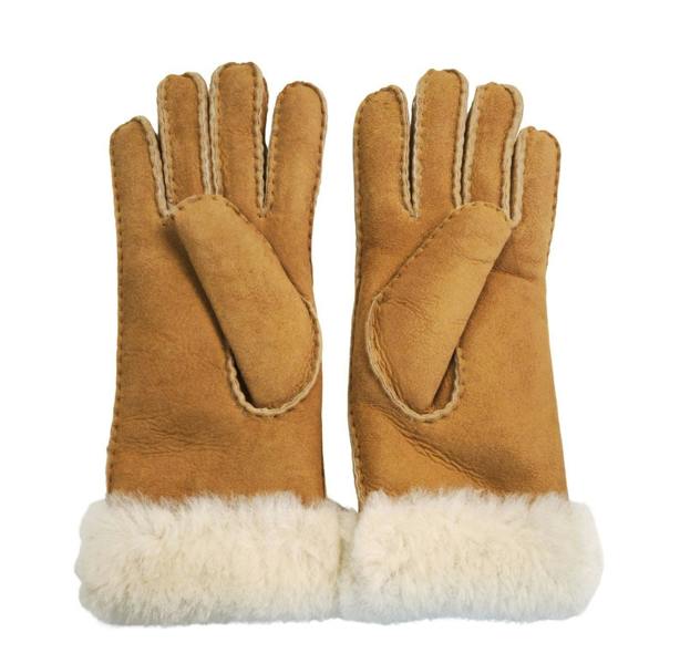 Infinity Leather Womens Genuine Sheepskin Suede Gloves with Fur Cuff