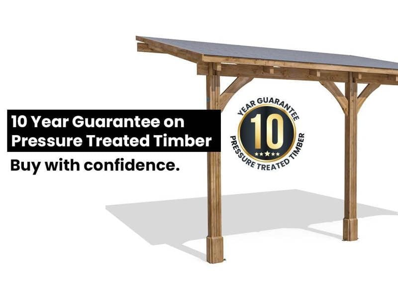Dunster House Lean To Wooden Gazebo Canopy Kit 5m x 3m Patio Garden Shelter with Roof Shingles Leviathan