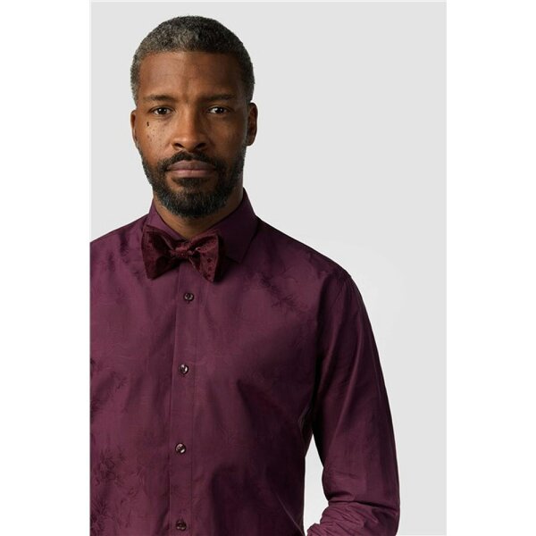 Alexandre Silver Alexandre Tailored Fit Burgundy Floral Jacquard Shirt