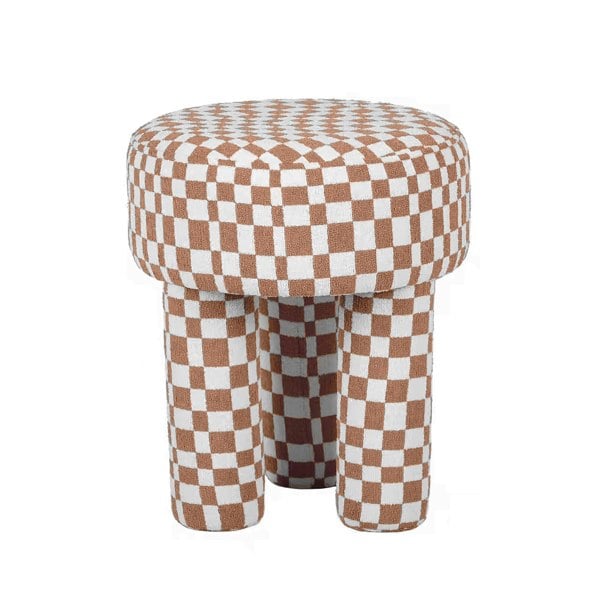 Furniture Edit Claire Brown Checkered Boucle Stool