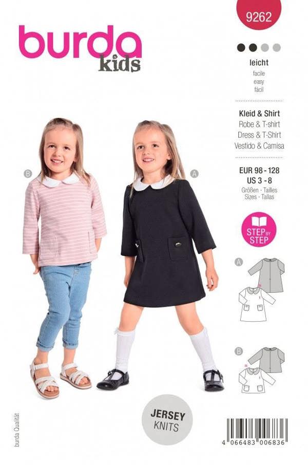 Burda Sewing Pattern 9262 Tops and Dresses For Kids, Ages: 3-8 Years - Easy