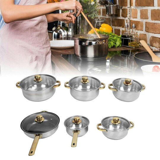 Havendro Induction Non Stick Stainless Steel Cookware Cooking Pot Pan With Lids Set