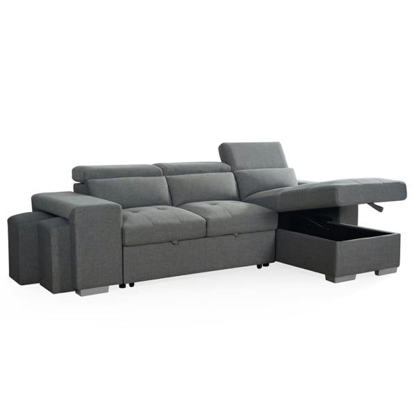 Furnishings For Less Astrix Grey Fabric Universal Corner 3-4 Seater Sofa Bed