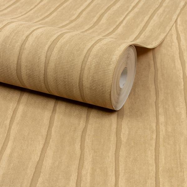 Grandeco Boutique Kalema Fabric Stripe Luxury Weight Embossed Wallpaper, Mustard