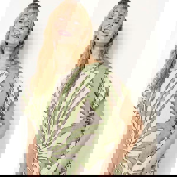 Blue Vanilla Large Floral Round Neck Top