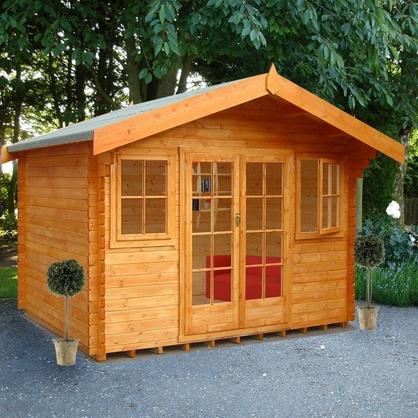 Shire Clipstone 12Gx12 Log Cabin 28mm interlock cladding - Best Shed