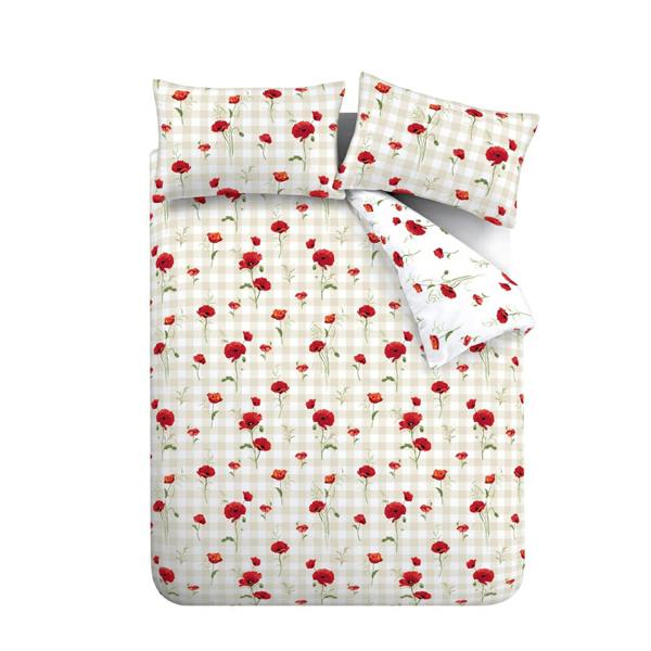 Catherine Lansfield Poppy Floral Reversible Duvet Cover Set Red