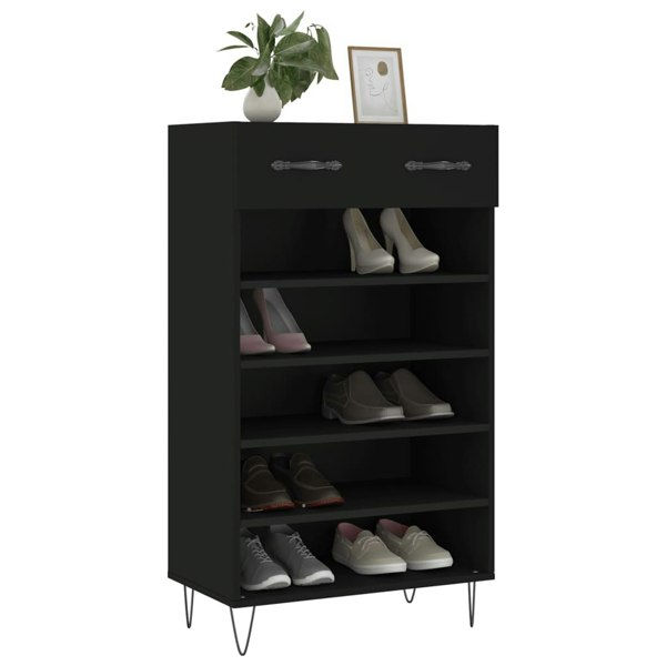 Berkfield Shoe Cabinet Black 60x35x105 cm Engineered Wood
